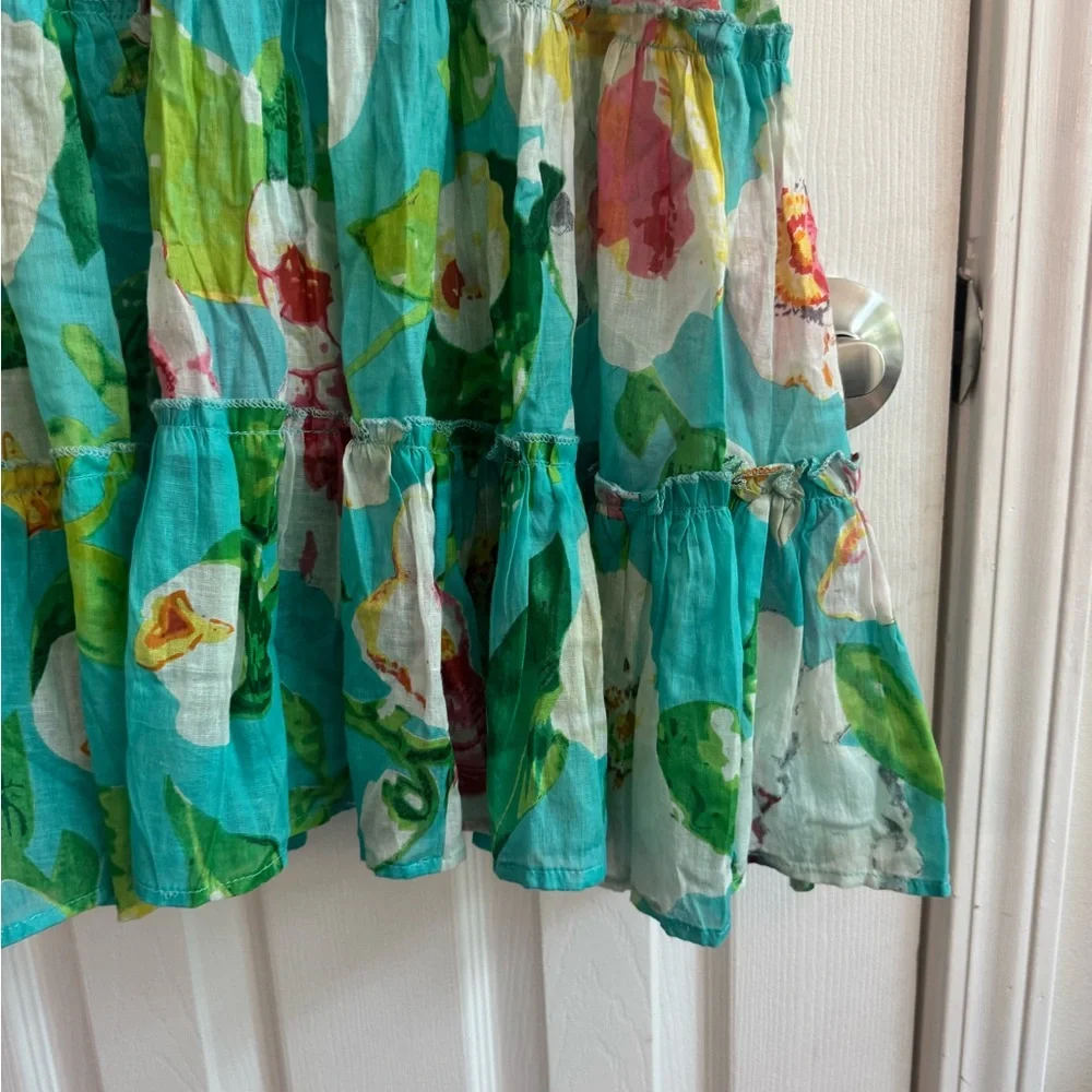 DEBBIE KATZ Amelie Sea Floral Babydoll Mini Dress Size Large - Picture 4 of 6